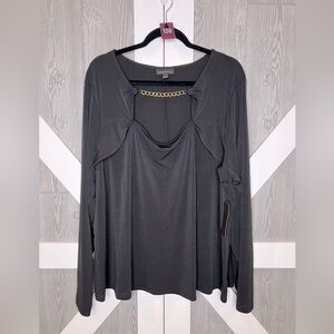 138. NWT BOLD elements Chain Link Neckline Black Cutout Blouse 3X